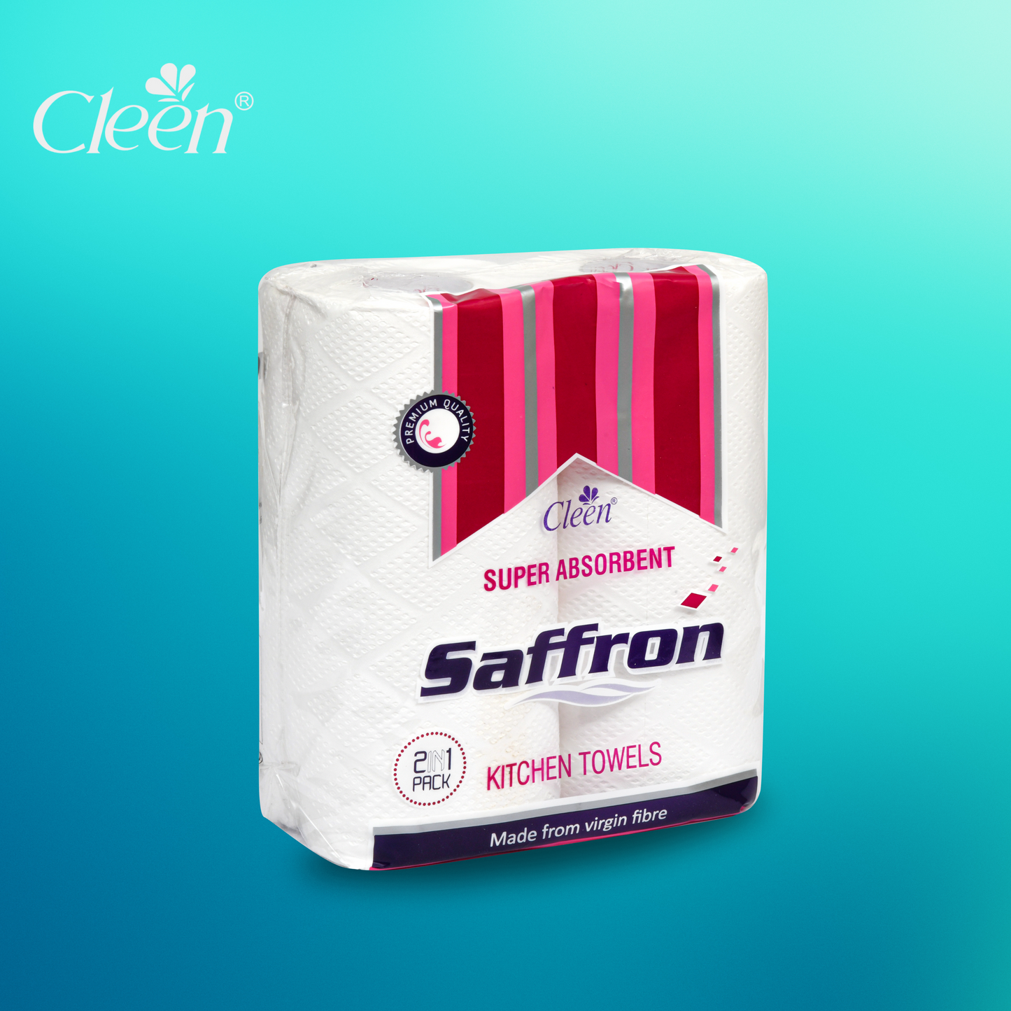 Cleen Saffron Kitchen Towel - Extra Absorbent ( 80 Sheets x 2 Rolls ) ( Pack of 6 )