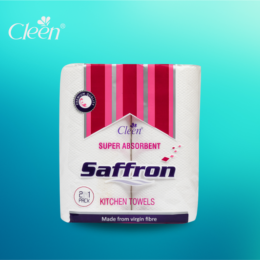 Cleen Saffron Kitchen Towel - Extra Absorbent ( 80 Sheets x 2 Rolls ) ( Pack of 6 )