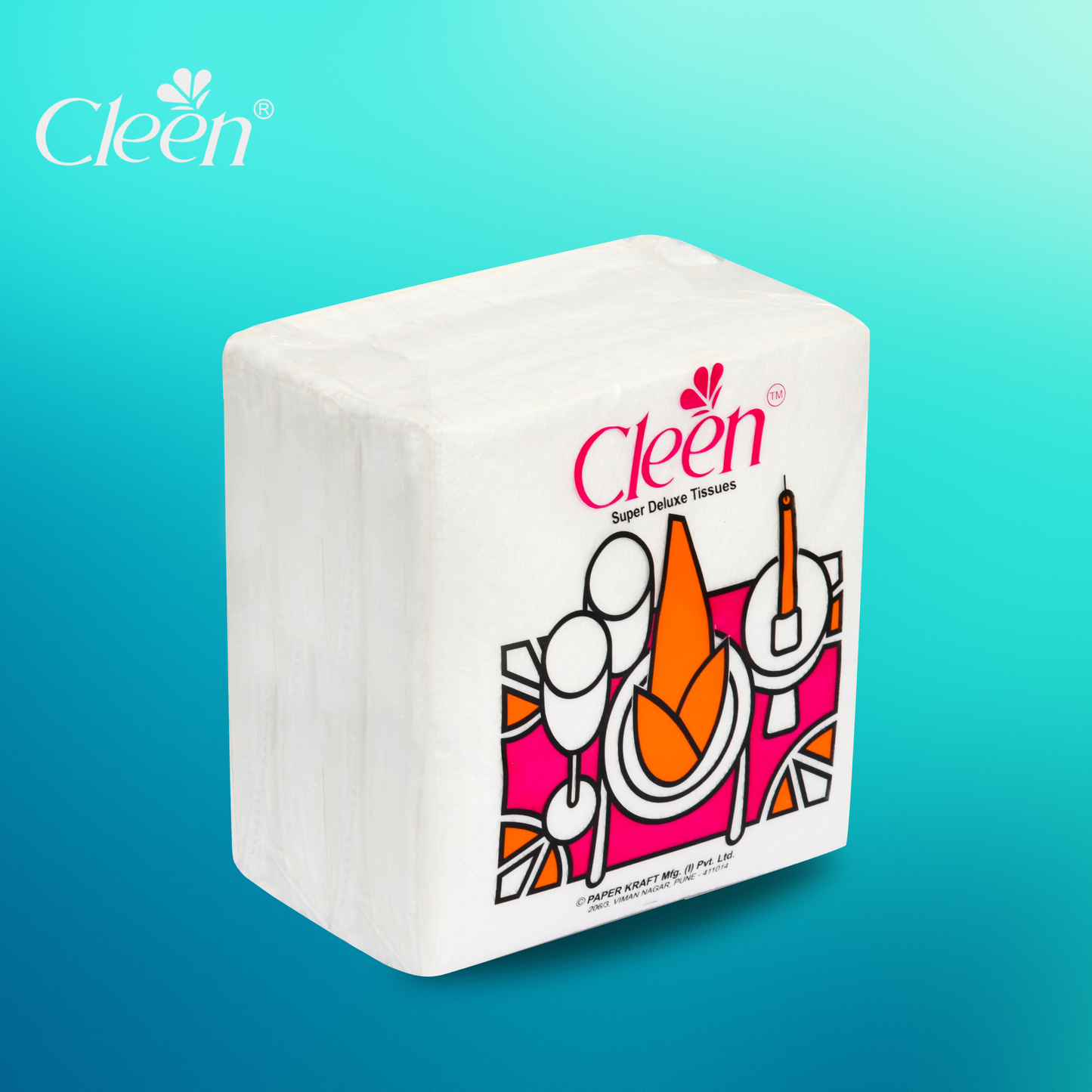 Cleen Super Deluxe Tissue Napkin 30 cm x 30 cm ( 100 Napkins per pack ) ( Pack of 6 )
